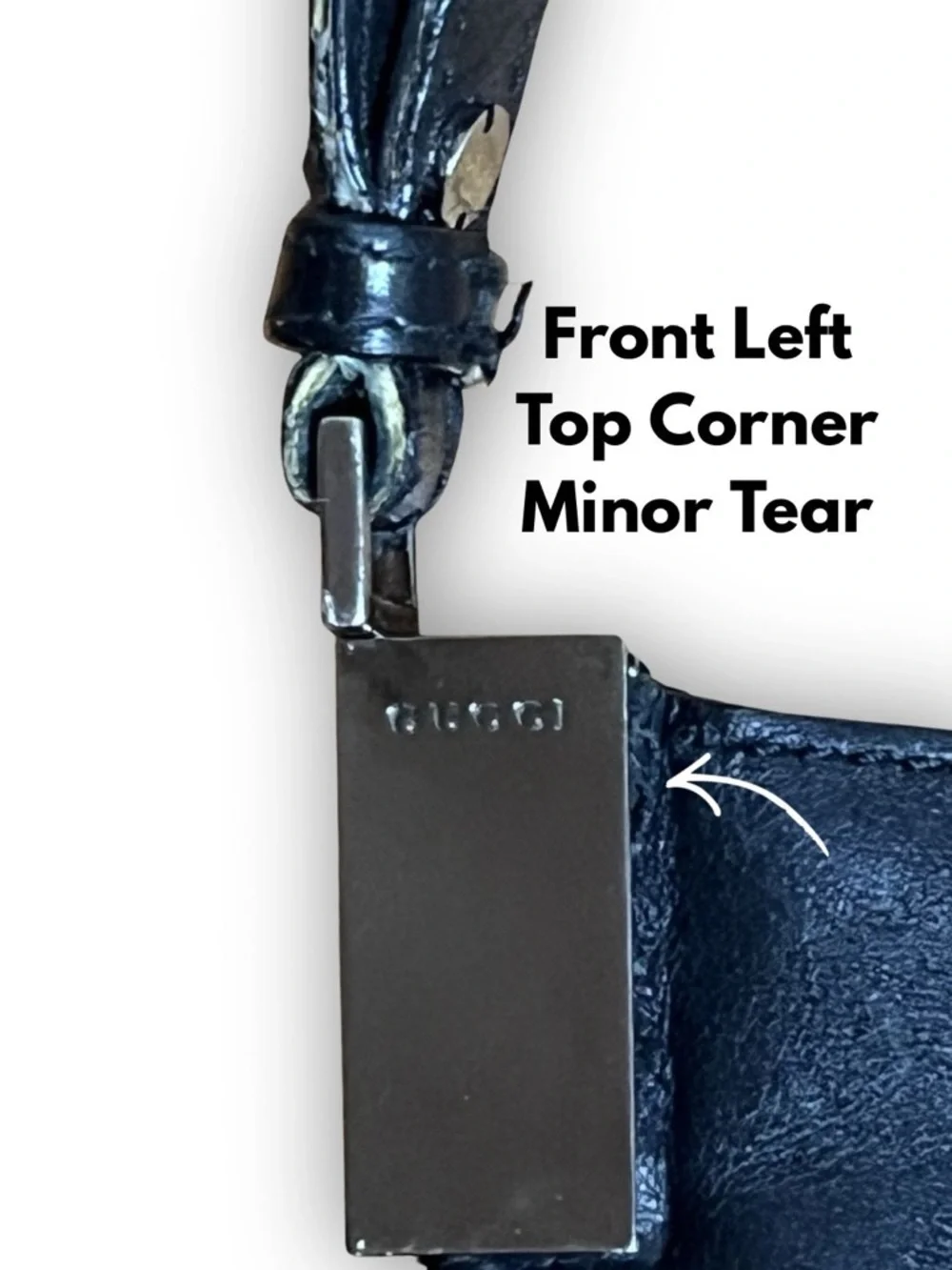 Gucci Amalfi Black Leather Hobo Shoulder Bag Web Strap Vintage - Picture 10 of 16